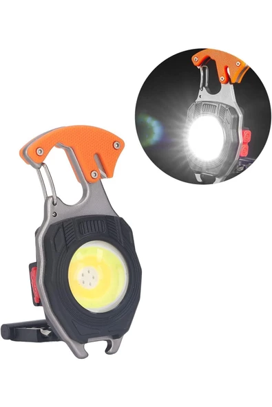 Çok Fonksiyonlu Mini Led Lamba Anahtarlık ve Çakmak USB Şarjlı Kamp İçin Taşınabilir Tam 5 Modlu - 2