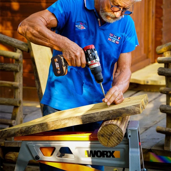 Worx Wx354.4 20Volt/4.0Ah Li-İon Çift Akülü Kömürsüz Profesyonel Şarjlı Darbeli Matkap - 6