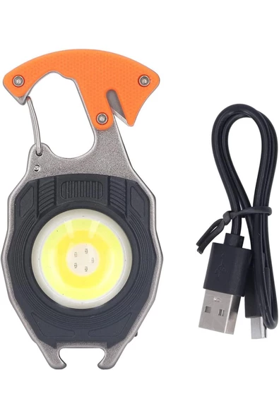 Çok Fonksiyonlu Mini Led Lamba Anahtarlık ve Çakmak USB Şarjlı Kamp İçin Taşınabilir Tam 5 Modlu - 5