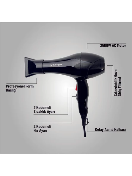 Turbo W-4200 Professional Ac Motor Saç Kurutma Fön Makinesi Profesyonellerin Kuaför Tercihi 4 Modlu - 4
