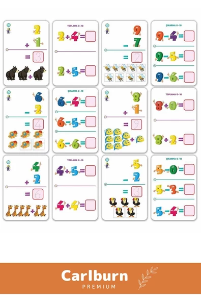 Özel Üretim Zeka Geliştirici Eğitici El Göz Koordinasyon Matematik Sayılar Yaz Sil Aktivite Kartları - 2