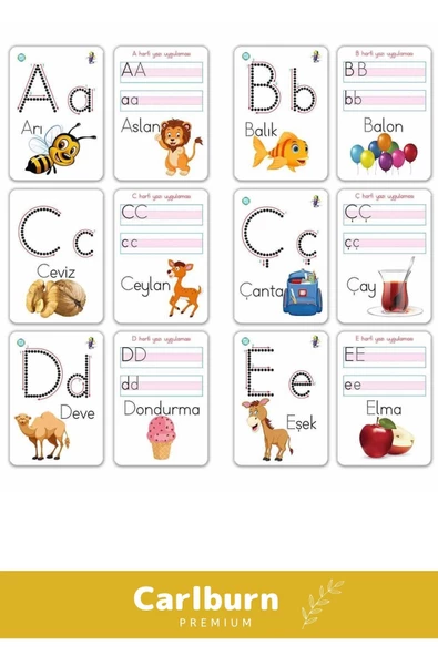 Özel Üretim Zeka Geliştirici Kişisel Gelişim Çocuk Harfler Yaz Sil Aktivite Kartları - 2