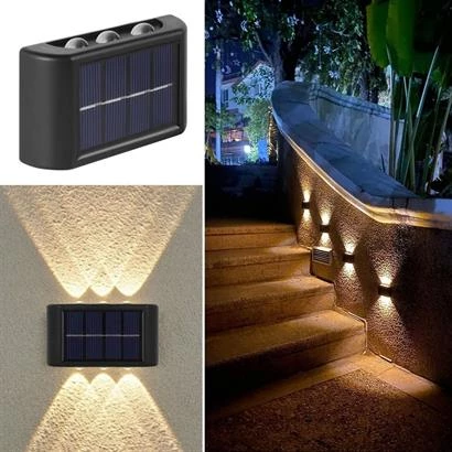 Periboia® 6 Ledli Solar Güneş Enerjili Aplik Led, Dekoratif Duvar Monteli Gün Işığı Led