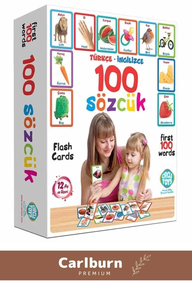Özel Üretim Zeka Geliştirici Yabancı Dil Eğitici Çocuk İlk 100 Sözcük İngilizce Türkçe Kartlar - 3