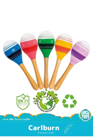 Özel Üretim Zeka Geliştirici Eğitici Kişisel Gelişim Çocuk Ahşap Renkli Marakas 2'li - 2