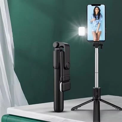 Periboia® Kendiliğinden LED Işıklı Kumandalı Uzayabilen Selfie Çubuğu,Masa Üstü Tripod