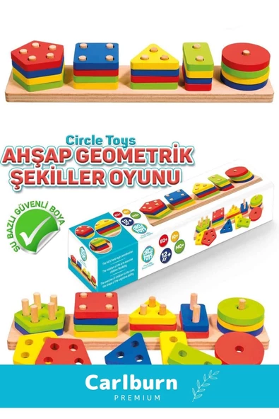 Özel Üretim Zeka Geliştirici Eğitici Kişisel Gelişim Çocuk Ahşap Geometrik Şekiller Oyunu - 2