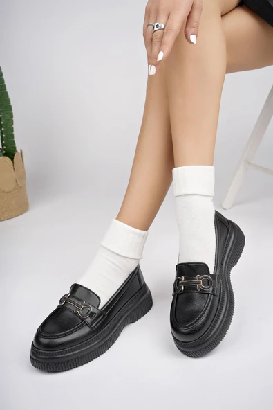Muggo PEGULA Garantili Kadın Loafer Kalın Taban Günlük Casual Rahat Ayakkabı - 5