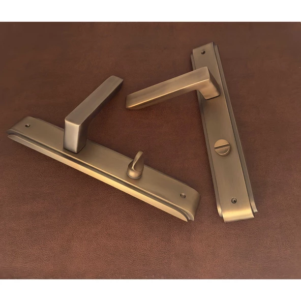 Bella Antik Sarı Lüx Zamak Aynalı Wc Banyo Kapı Kolu Sol Basar 1 Takım - Resim 5