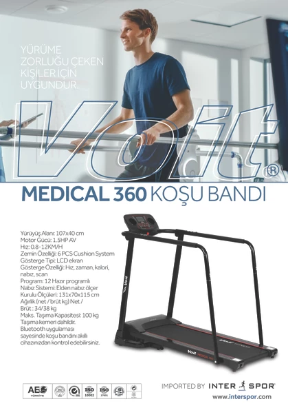 Voit Medical 360 2 Hp Av Motorlu Eğimsiz Koşu Bandı - 4