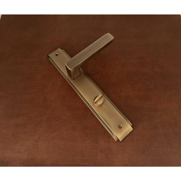 Bella Antik Sarı Lüx Zamak Aynalı Wc Banyo Kapı Kolu Sol Basar 1 Takım - Resim 3