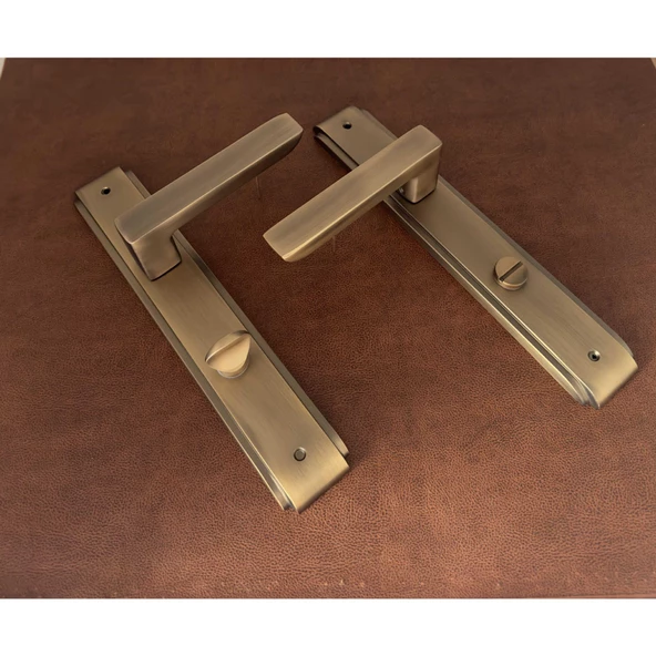 Bella Antik Sarı Lüx Zamak Aynalı Wc Banyo Kapı Kolu Sol Basar 1 Takım ürün görseli