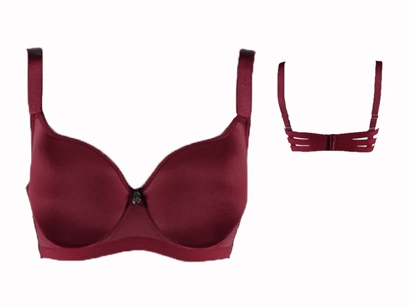 DESTEKSİZ BORDO LASTİK ŞERİTLİ BEYZİK SÜTYEN 85 BEDEN ürün görseli