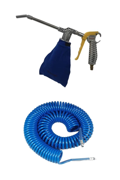 Kompresör 15 Metre Hava Hortumu ve Üfleme Toz Emme Tabancası Metal - 2