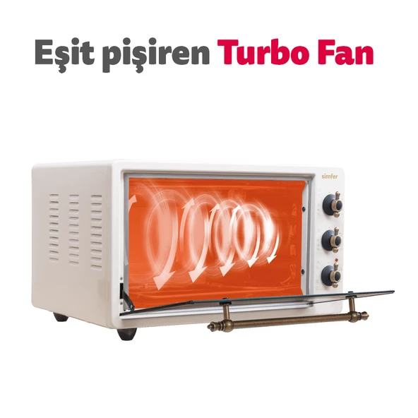 Simfer 4295 Retro Bej 42 Litre Turbo Midi/Mini Fırın - 5