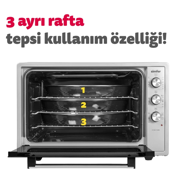 Simfer 7003 İnox Gri 70 Litre Turbo Midi/Mini Fırın - 8
