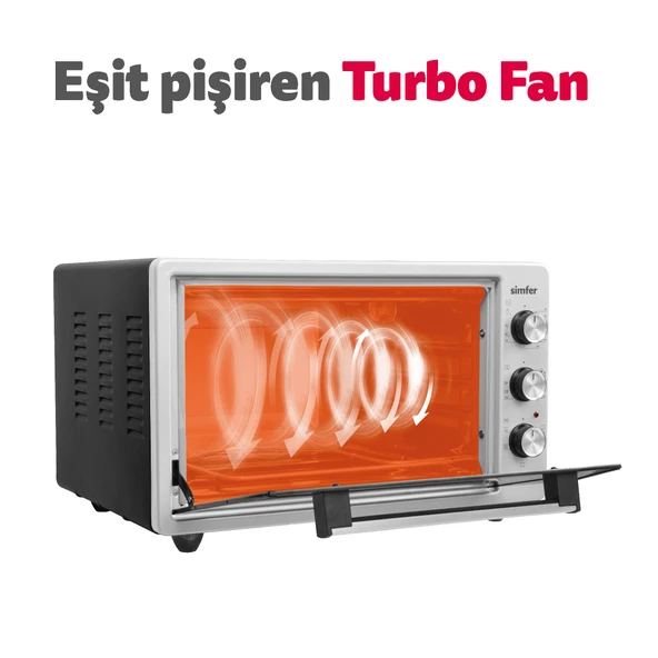 Simfer 4244 İnox Gri 42 Litre Turbo Midi/Mini Fırın - 6