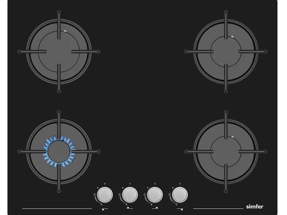 Simfer 3653 4g 65 cm Siyah Cam Ankastre Ocak