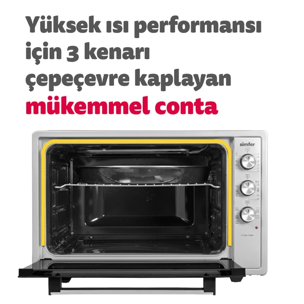 Simfer 7003 İnox Gri 70 Litre Turbo Midi/Mini Fırın - 7