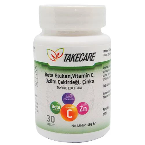 Takecare Vitamin C Çinko ve Beta Glukan içeren 30 Tablet - 3