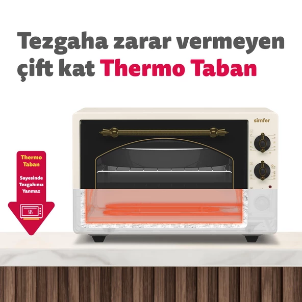 Simfer 4295 Retro Bej 42 Litre Turbo Midi/Mini Fırın - 9