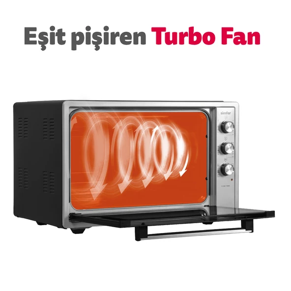 Simfer 7003 İnox Gri 70 Litre Turbo Midi/Mini Fırın - 6