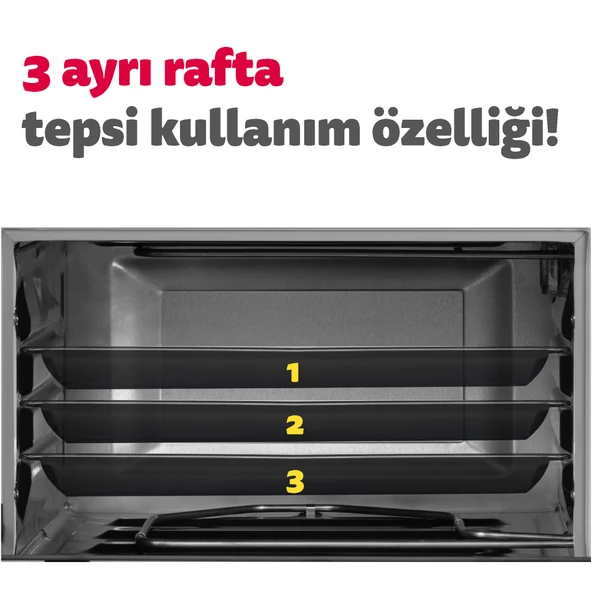Simfer 4244 İnox Gri 42 Litre Turbo Midi/Mini Fırın - 8