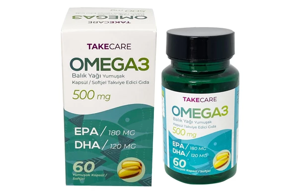 Omega 3 Balık yağı fish oil 500 mg 60 adet Softjel Yumuşak Kapsül takviye gıda EPA DHA