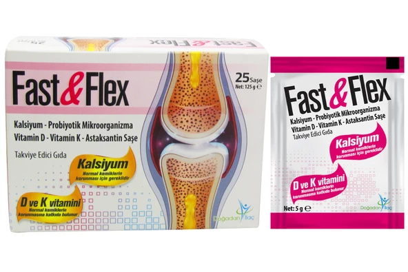 Fastflex Probiyotik D3K2 Astaksantin Kalsiyum içeren 25 Saşe