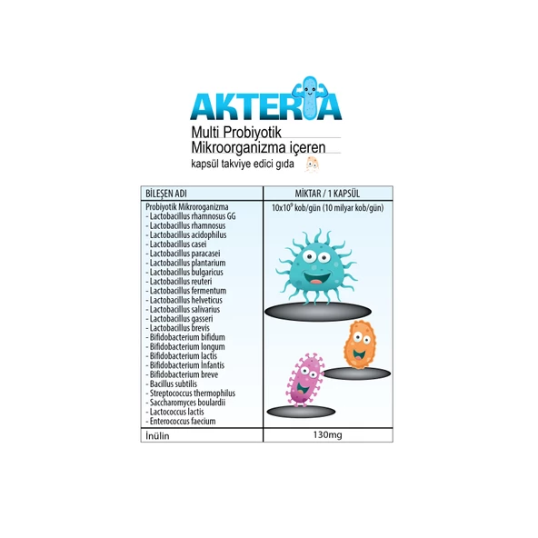 Akteria 23 farklı Probiyotik Mikroorganizma içeren 30 Enterik Kapsül - 4