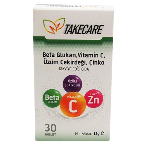Takecare Vitamin C Çinko ve Beta Glukan içeren 30 Tablet - 2
