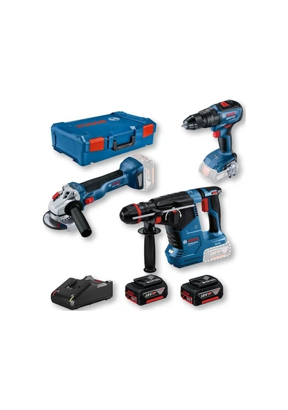 Bosch GBH 187 + GWS 18V-10 + GSR 18V-50 Vidalama Kırıcı Taşlama Seti - 0615990N42