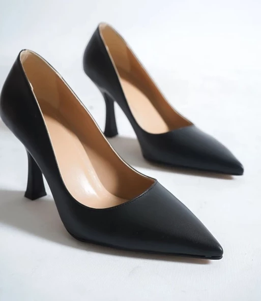 Beliz Siyah Cilt Orta Topuklu (8 CM) Klasik Topuklu Ayakkabı ürün görseli 1