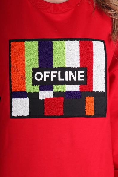 Kadın Renkli Uzun Sweatshirt Tesettür Tunik - 9