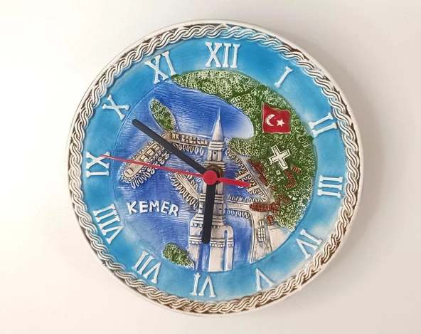 Saat Tabak Duvar Süsü Masa Saati Dekor Seramik