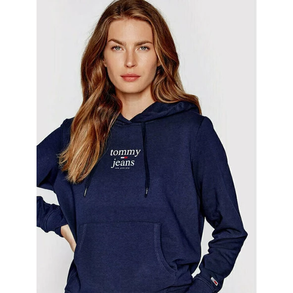 Tommy Jeans Kapüşon Yaka Mavi Kadın Sweatshırt DW0DW13573 - 5