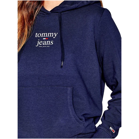 Tommy Jeans Kapüşon Yaka Mavi Kadın Sweatshırt DW0DW13573 - 6