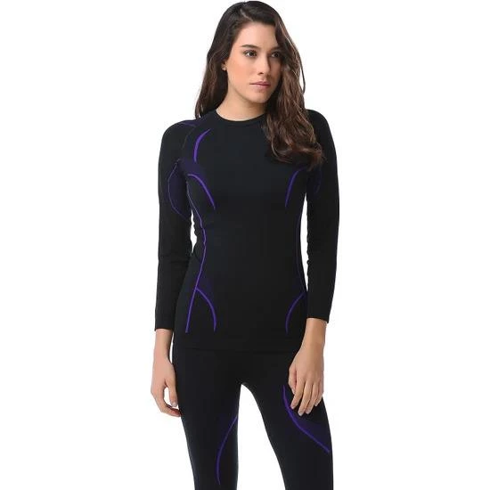 Evolite Thermowear Bayan Termal Üst İçlik L-XL Siyah-Mor E-3125