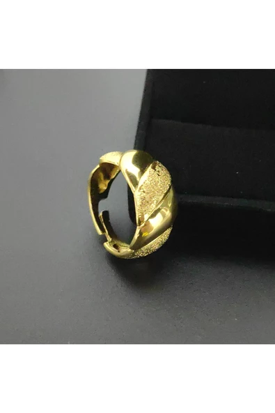 Kalın Burgu Lazerli Model Altın Kaplama Bijuteri Yüzük ürün görseli