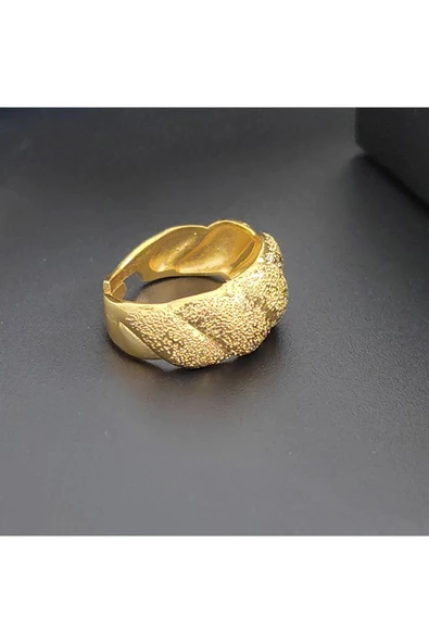 Lazerli Damla Model Altın Kaplama Bijuteri Yüzük - Resim 3