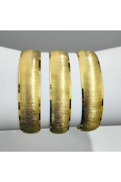 22 Ayar Altın Kaplama Yatay Çizgili Modeli Bijuteri Bilezik - 3