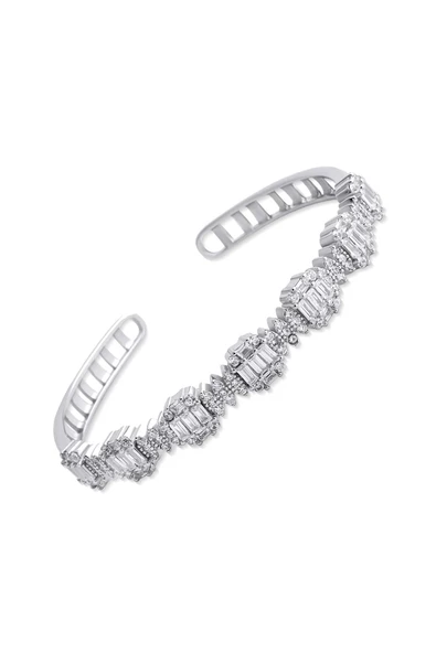 İhtişamlı Baget Taşlı Bilezik 925 Ayar Gümüş ürün görseli