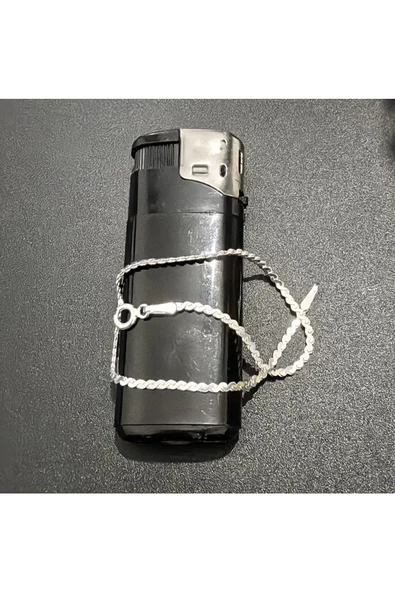 Unisex İnce Örgü Bileklik 925 Ayar Gümüş - Resim 3