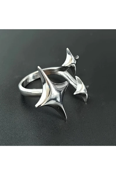 Üçlü Kutup Yıldızı Gümüş Kaplama Bijuteri Yüzük ürün görseli