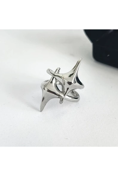 İkili Kutup Yıldızı Gümüş Kaplama Bijuteri Yüzük - Resim 4