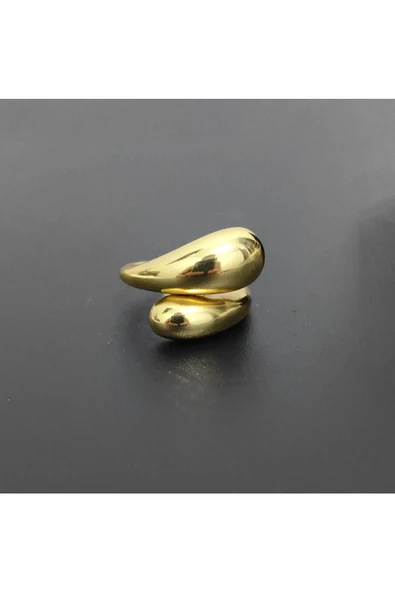 İkili Damla Modeli Altın Kaplama Bijuteri Yüzük 1 ürün görseli
