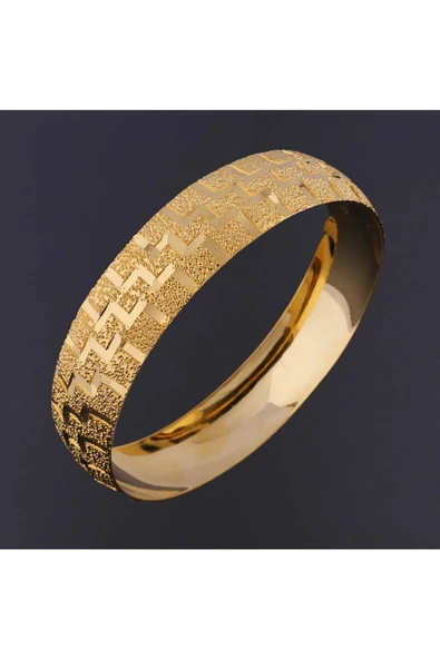 22 Ayar Altın Kaplama Lazer Zigzag Modeli Bijuteri Bilezik2 ürün görseli