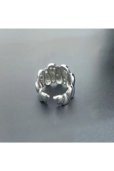 Uzun Damla Gümüş Kaplama Bijuteri Yüzük - 3