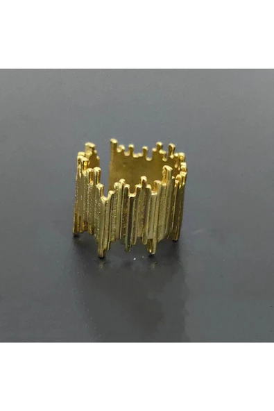 Tırtıklı Modeli Altın Kaplama Bijuteri Yüzük - Resim 3