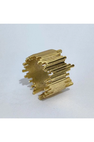 Tırtıklı Modeli Altın Kaplama Bijuteri Yüzük - Resim 2